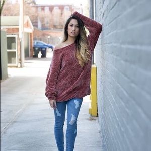 listicle Sweaters - Slouchy chenille boyfriend sweater listicle Sweaters - Slouchy chenille boyfriend sweater